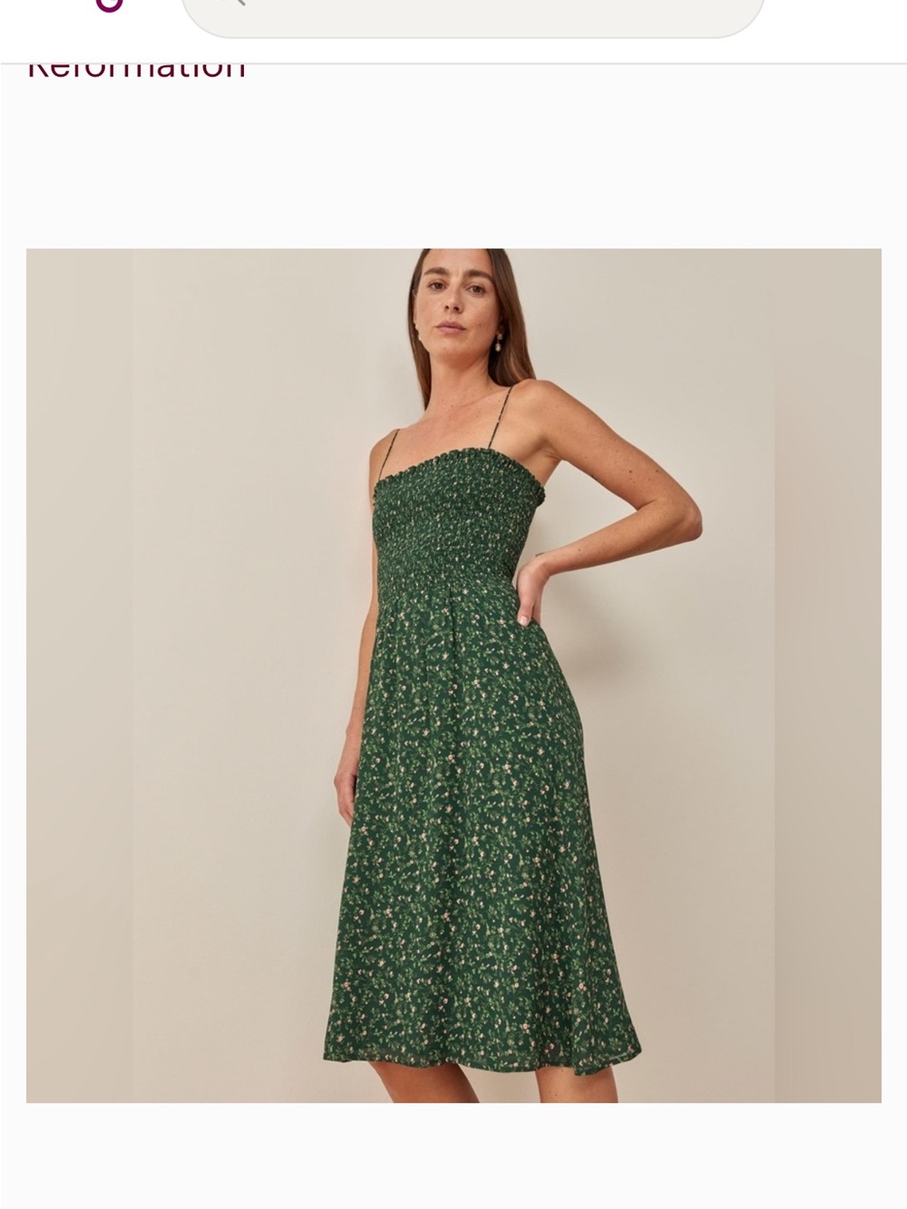 Reformation Green Floral Smocked Sundress midi - Picture 1 of 5